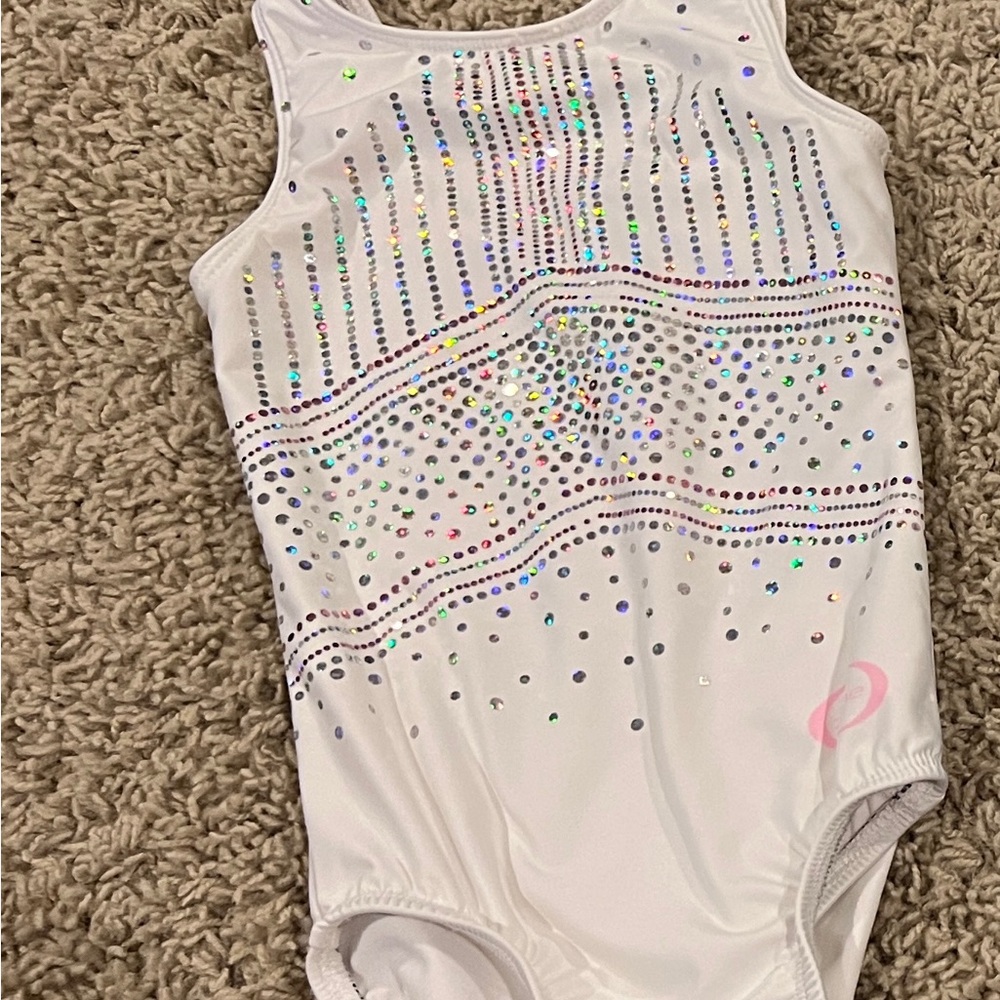 White Rhinestone Gymnastics Leotard